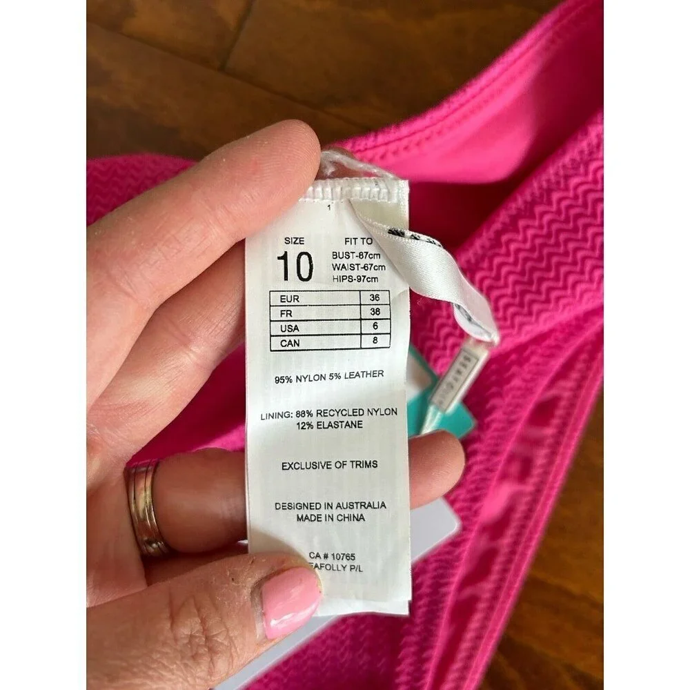 Seafolly Women's Pink Sea Dive High Waisted Bottom Swimwear AUS 10 /‎ US 6 NEW